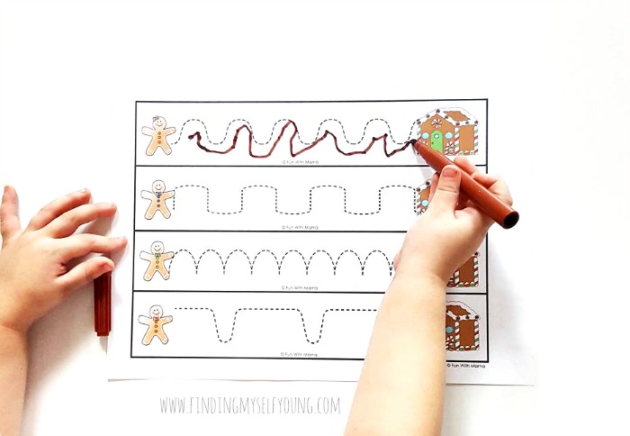 christmas gingerbread line tracing printable