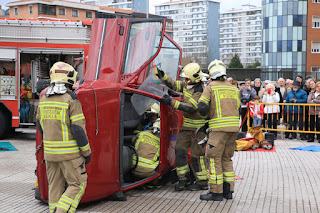 Simulacro de rescate de los bomberos en Cruces