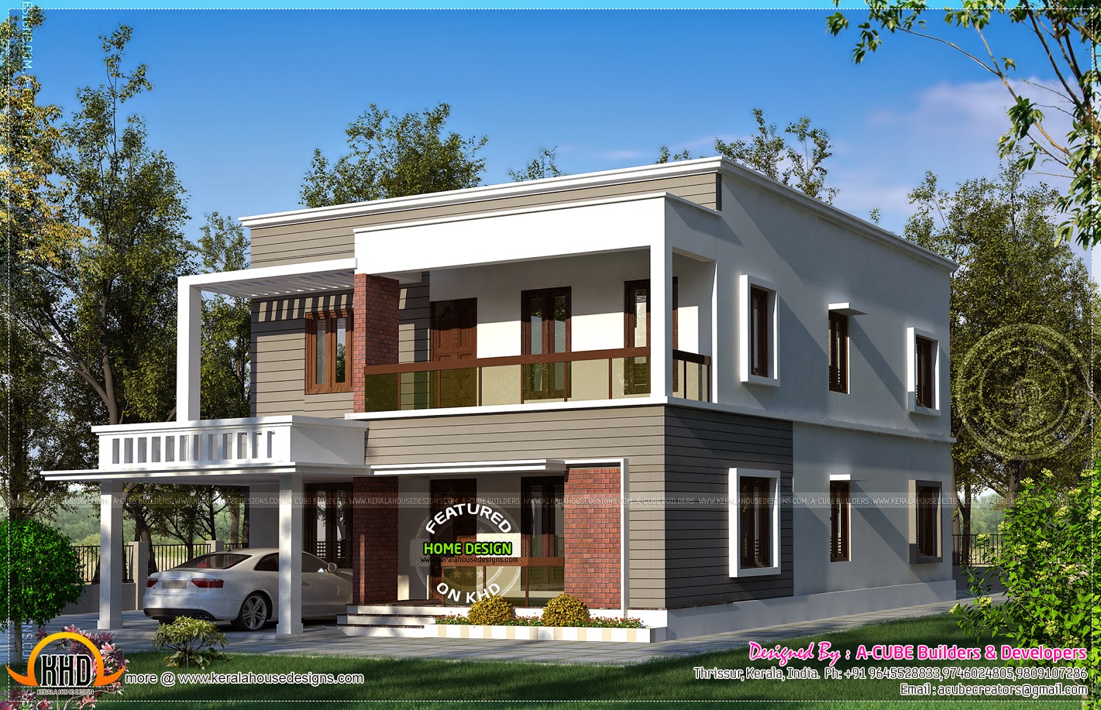  Flat  roof  house  in 262 square yards Home  Kerala Plans 