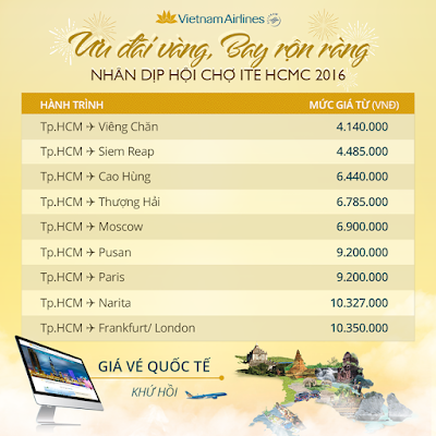 giá vé máy bay giá rẻ Vietnam Airlines ưu đãi vàng chặng quốc tế