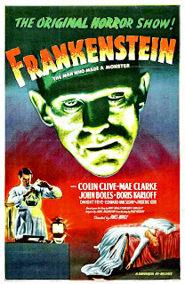 FRANKENSTEIN. Cartel One Sheet reposición 1947: 69 x 104 cms. Estados Unidos. EL DOCTOR FRANKENSTEIN. Frankenstein. 1931. Estados Unidos. Dirección: James Whale. Reparto: Boris Karloff, Colin Clive, Mae Clarke, John Boles, Edward van Sloan, Dwight Frye, Frederick Kerr, Lionel Belmore, Marilyn Harris.