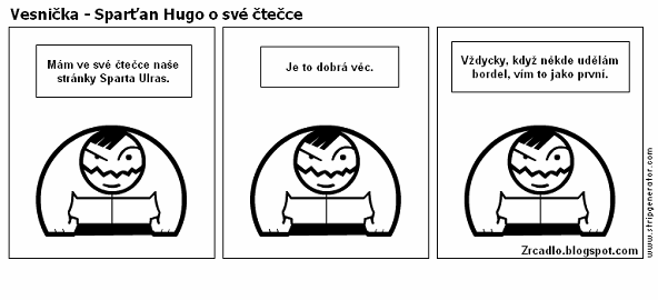 Komiks Vesnička - Sparťan Hugo a jeho čtečka.