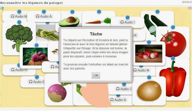 écouter les noms de légumes et les associer avec les images correspondantes - glisser déposer