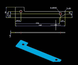 Gambar 2D, dan 3D, Bracket Sederhana PB-080