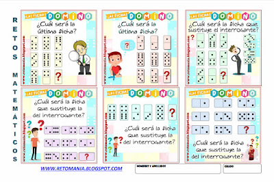 Acertijos, Desafíos matemáticos, Retos matemáticos, Problemas matemáticos, Juego de dominó, Fichas de dominó, Acertijos con Solución, Dominó, Retos-Dominó