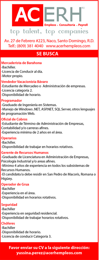 #Empleo ACERH tiene 9 #Vacantes Envia tu CV 