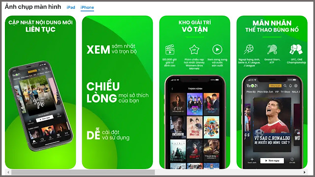 Vieon App phim free trên Iphone