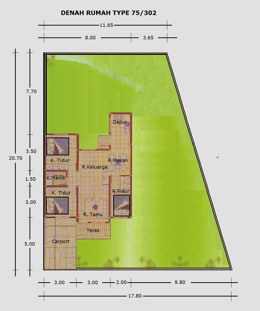 Rumah Minimalis Type 75 302 Halaman Luas Rumah Minimalis Taman