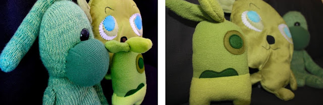 monstruos verdes de peluche