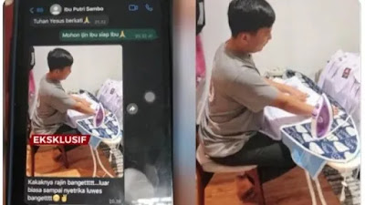 HEBOH! Beredar Foto Diduga Brigadir J Sedang Menyetrika Baju Milik Anak-Anak Ferdy Sambo