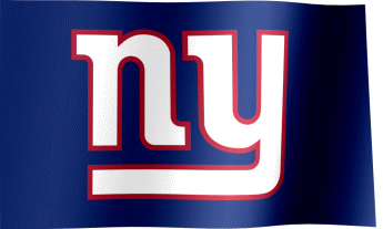 The waving fan flag of the New York Giants with the logo (Animated GIF)