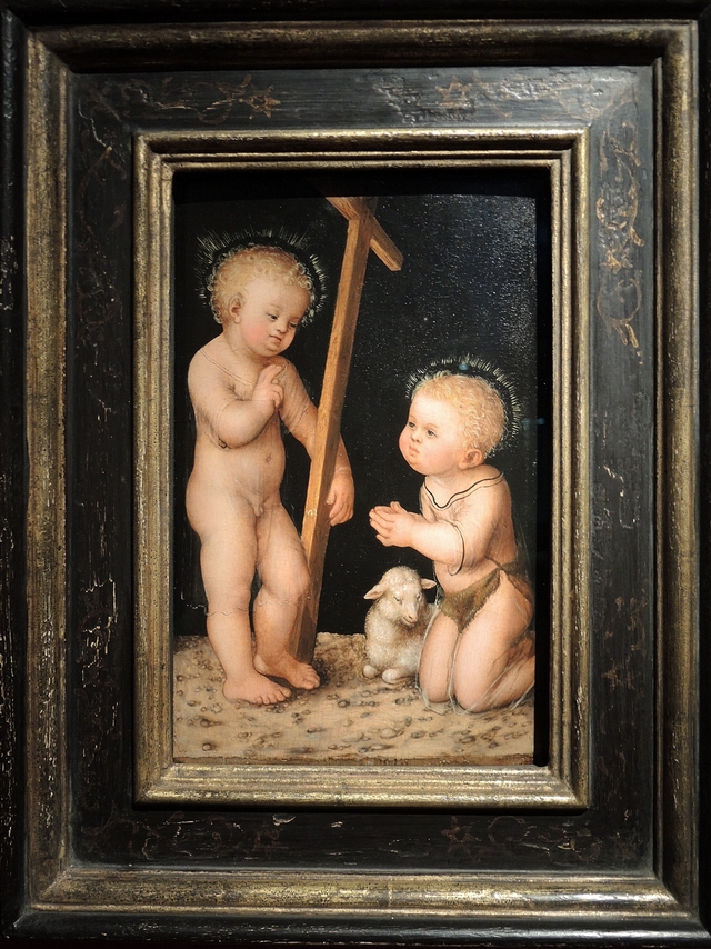 Den heilige Jean-Baptiste aanbid het kindeken Jezus ;) door Lucas Cranach de oude