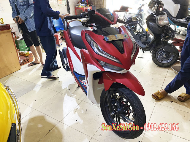 Sơn nhựa nhám xe Honda Vario trắng cực đẹp