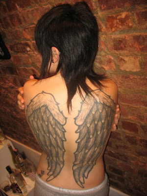 Female Back Piece Wings Tattoos Picture 2
