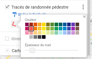 Google My Maps - Personnalisation trace de ligne