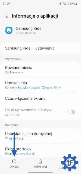 Otwórz Samsung Kids w ustawieniach