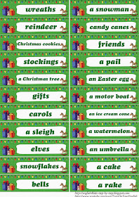words for esl christmas flashcards