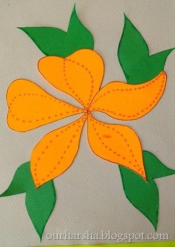 Orange Five Petal Flower  (7)