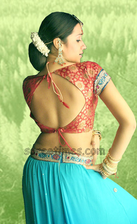 South Indian actress Trisha in banaras saree blouse with designer saree 