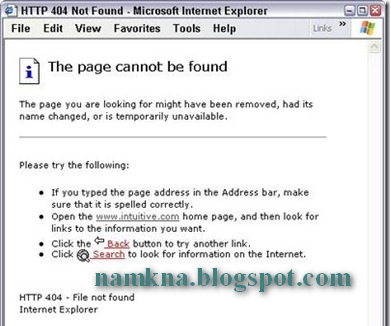 Các lỗi thường gặp và cách khắc phục trong quá trình duyệt Web - by: http://namkna.blogspot.com/