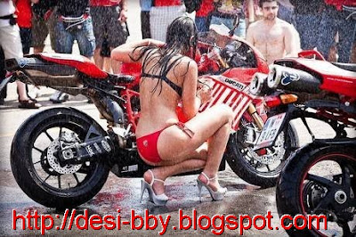 hot bike washing bikini girls 