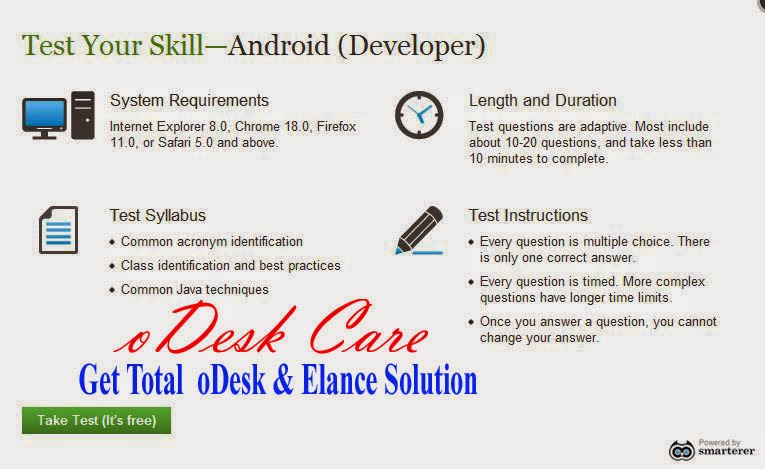 Elance Test Solutions, Elance Android (Developer) Test Answers, Android Apps developing profession 