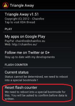 how to reset binary counter on android