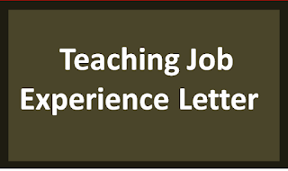 Teaching Job Experience Letter - .doc Experience  