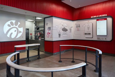 Chick-fil-A mobile pickup restaurant interior.