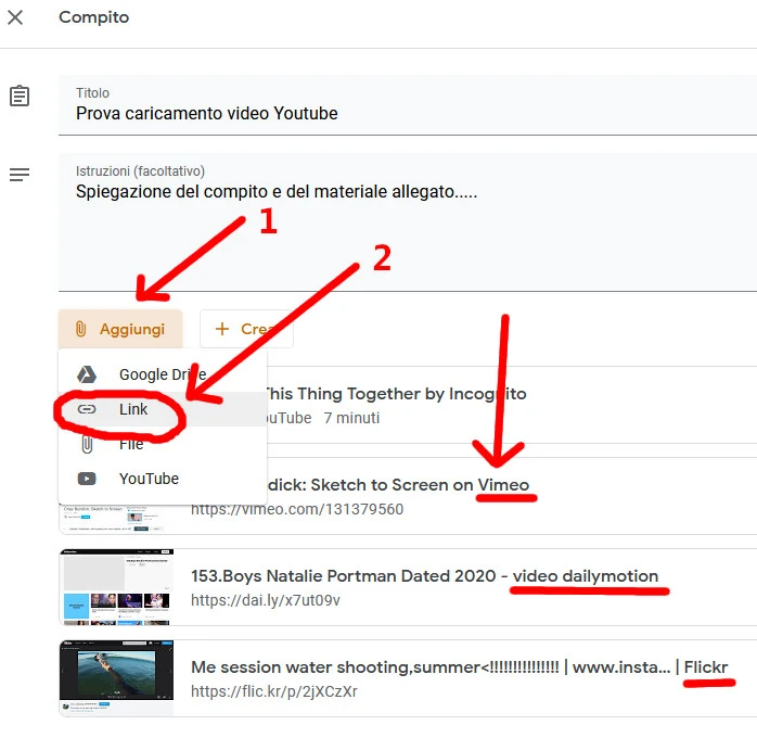 Caricare video Vimeo Dailymotion o Flikr su Google Classroom