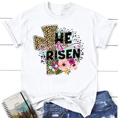 He Is Risen, Leopard Cross, T-shirt