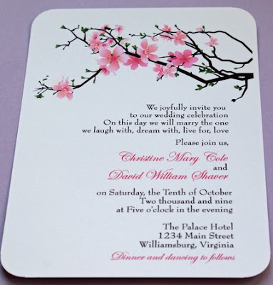 Cherry blossom wedding invites