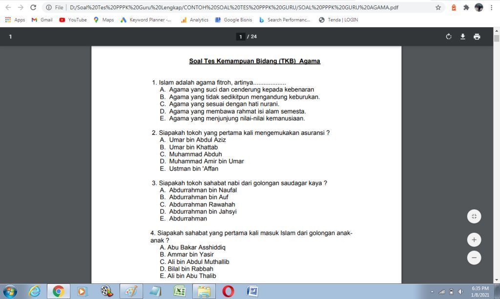 Contoh soal tes pppk guru agama lengkap beserta jawabannya - antapedia.com