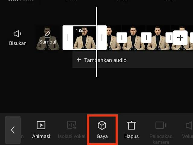 Pilih gaya foto di aplikasi Capcut