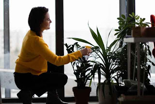 Woman with plants