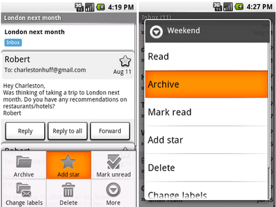 A sneak peek at Gmail on Android