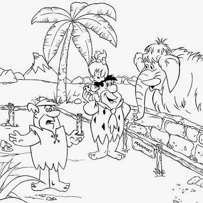 Fred and Barney Flintstones cartoon Stone Age woolly mammoth kids easy drawing ideas for teenagers