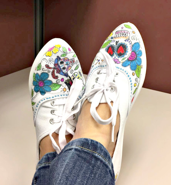 Day of the Dead doodle shoes by Sherri Stokey.