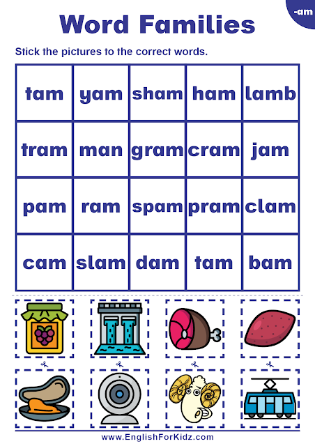 Word family activities for kindergarten and elementary school