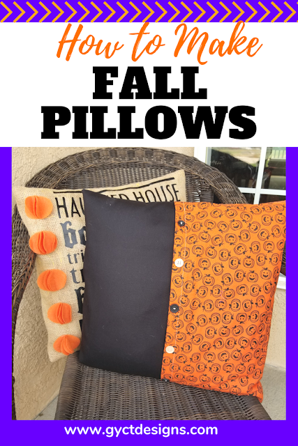 Step by step tutorial on how to make fall pillow covers for your patio pillows, couch pillows or as decorations for your favorite fall projects. Includes links for free Cricut cut files.
