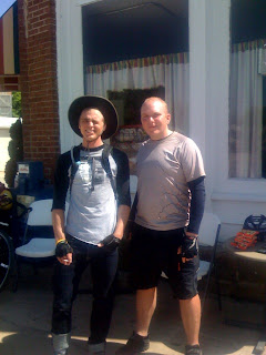 Chris and I outside the cafe in Toronto