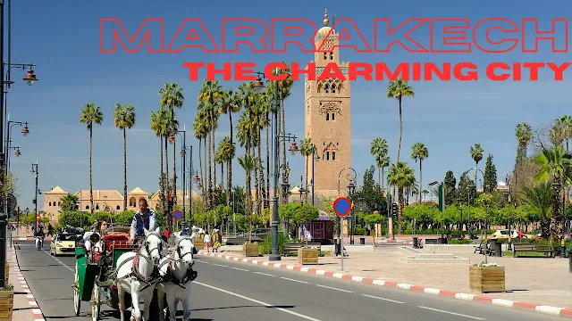 A bustling Moroccan souk with vibrant colors and traditional crafts
