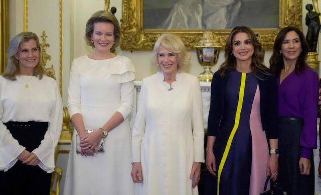 Queen Mathilde, Queen Rania, Crown Princess Mary, the Countess of Wessex, First Lady Olena Zelenska and First Lady Fatima Maada Bio