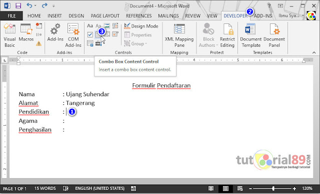 Cara membuat menu dropDown list di Microsoft word + Video