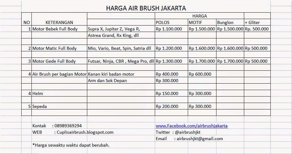  Harga Air Brush Jakarta Harga Jasa Air Brush di Jakarta