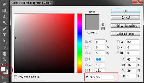 Click the Background color box then choose grey color.