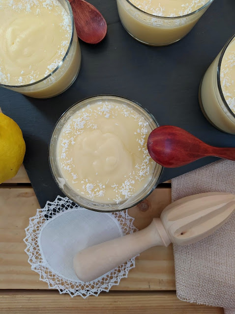 Crema de limón y leche de coco en Monsieur Cuisine Thermomix Lidl Sin horno Cítrico Postre rápido, rico, cremoso, lemon, coconut milk Cuca celebración