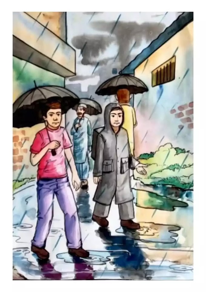स्मरण चित्र - पावसाळा MEMORY DRAWING- RAIN