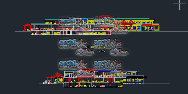 - Vertical projections of the project (sections ( Hospital bimarestan dwg  