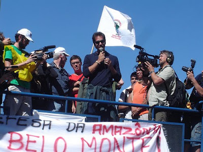 Activists at a protest to stop Belo Monte Dam